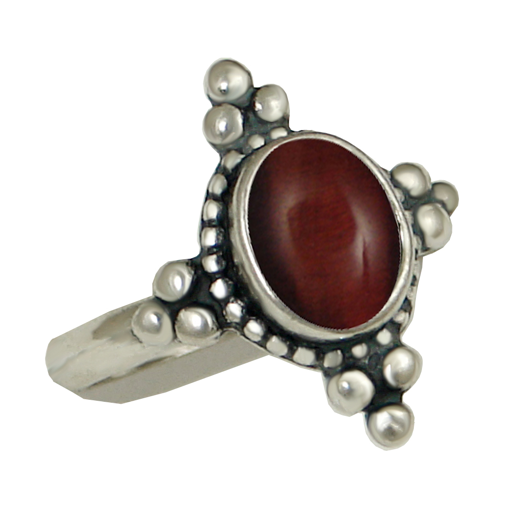 Sterling Silver Gemstone Ring With Red Tiger Eye Size 6